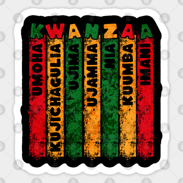 Retro Grunge Kwanzaa Principles Sticker by HolidayBug
