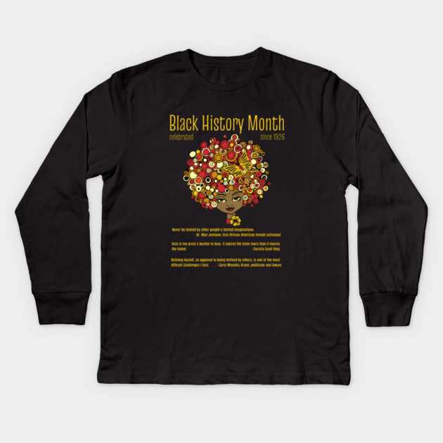 Black History Month, beautiful woman retro Kids Long Sleeve T-Shirt by HolidayBug