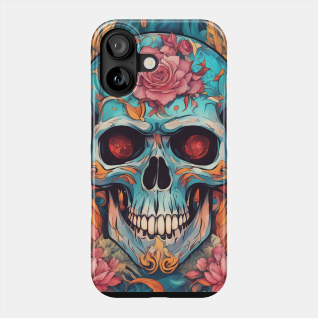 Cool Skull With Flower New Variant Phone Case by animegirlnft
