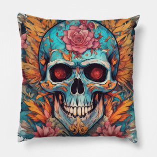 Cool Skull With Flower New Variant Pillow