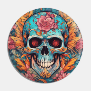 Cool Skull With Flower New Variant Pin