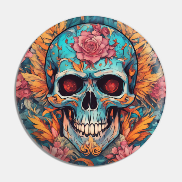 Cool Skull With Flower New Variant Pin by animegirlnft