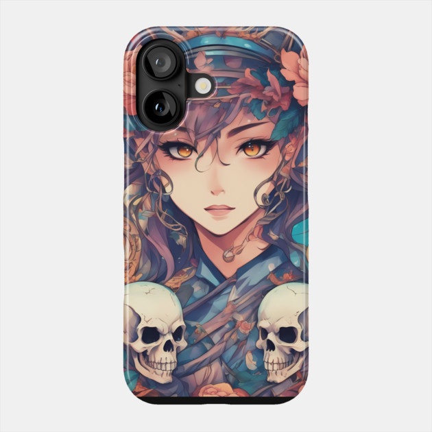 Hot Skull and Anime Boy Phone Case by animegirlnft