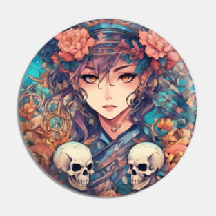 Hot Skull and Anime Boy Pin