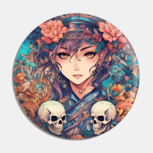 Hot Skull and Anime Boy Pin by animegirlnft