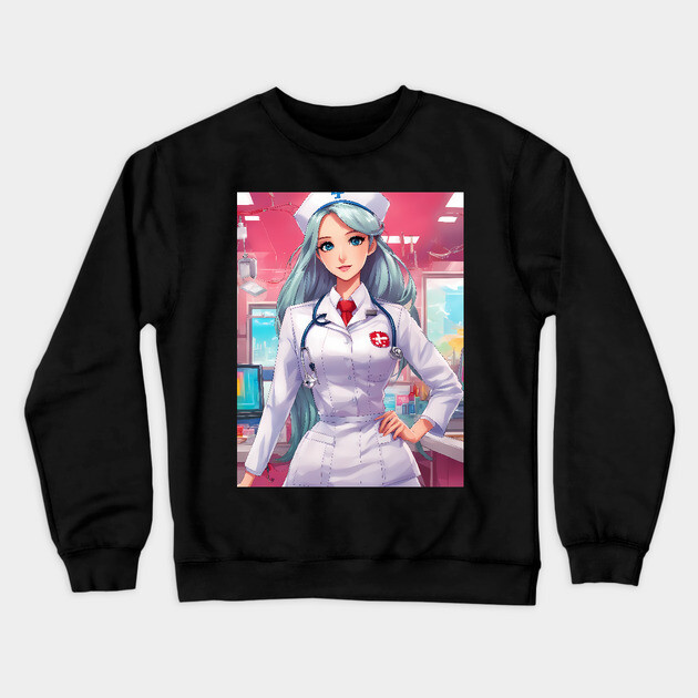 Cool Hero Dreams Beautifull Anime Nurse Crewneck Sweatshirt by animegirlnft