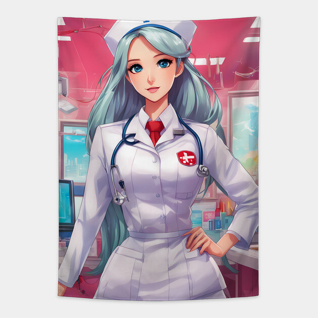 Cool Hero Dreams Beautifull Anime Nurse Tapestry by animegirlnft