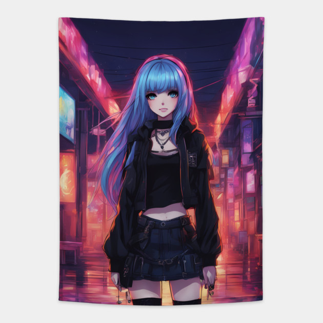 Darkest Symphony Collorful Street Tapestry by animegirlnft