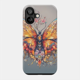 butterfly with flowers and leaves Phone Case