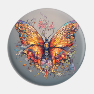 butterfly with flowers and leaves Pin