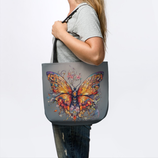 butterfly with flowers and leaves by animegirlnft