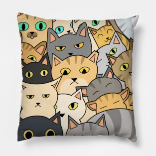 Funny Cats Faces, Playful Kittens for Cat Lovers Pillow