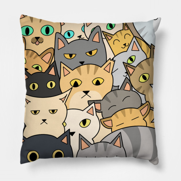 Funny Cats Faces, Playful Kittens for Cat Lovers Pillow by logiamerch