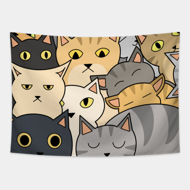 Funny Cats Faces, Playful Kittens for Cat Lovers Tapestry by logiamerch