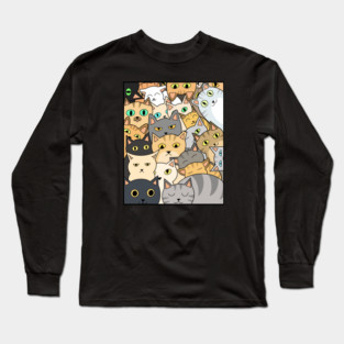 Funny Cats Faces, Playful Kittens for Cat Lovers Long Sleeve T-Shirt