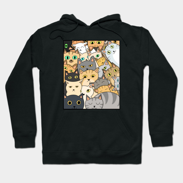 Funny Cats Faces, Playful Kittens for Cat Lovers Hoodie by logiamerch