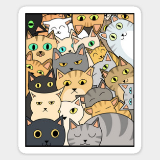 Funny Cats Faces, Playful Kittens for Cat Lovers Sticker