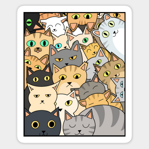 Funny Cats Faces, Playful Kittens for Cat Lovers Sticker by logiamerch