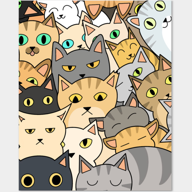 Funny Cats Faces, Playful Kittens for Cat Lovers Wall Art by logiamerch