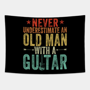Vintage Never Underestimate an Old Man with a Guitar Tapestry