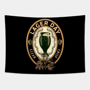 Lager Day beer logo Tapestry