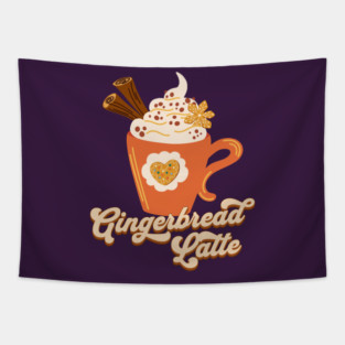 Retro Gingerbread Latte Coffee Tapestry