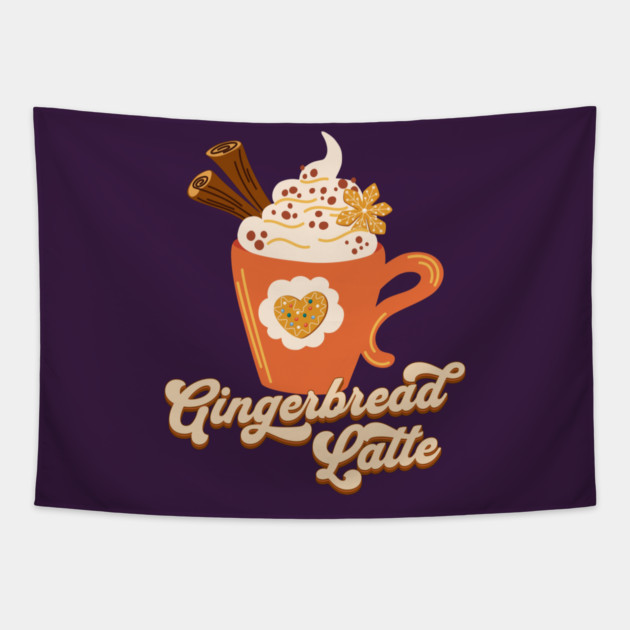 Retro Gingerbread Latte Coffee Tapestry by HolidayBug