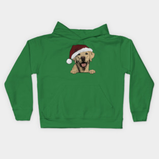 Labrador Retriever with Santa Hat Kids Hoodie