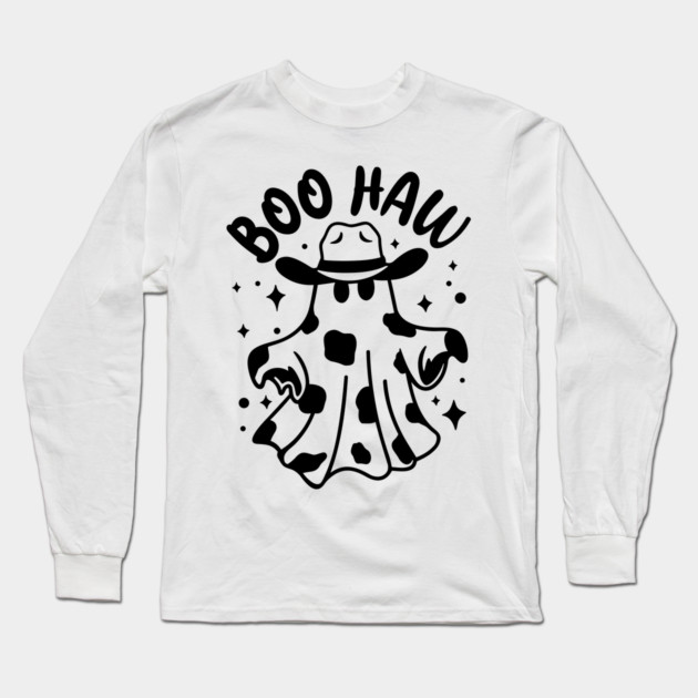 Boo Haw Cowboy Ghost Halloween Long Sleeve T-Shirt by Darksavage