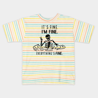 I'm fine funny skull Saying Halloween Kids T-Shirt