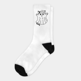 Funny Boo Ghost Cat Halloween Socks