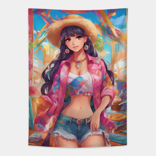 Cosmic Chronicles Anime Fashion Tapestry by animegirlnft