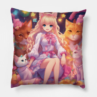 Cattastic Anime Tales Pillow