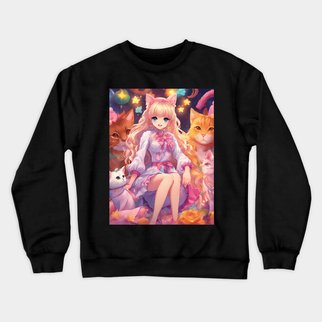 Cattastic Anime Tales Crewneck Sweatshirt by animegirlnft