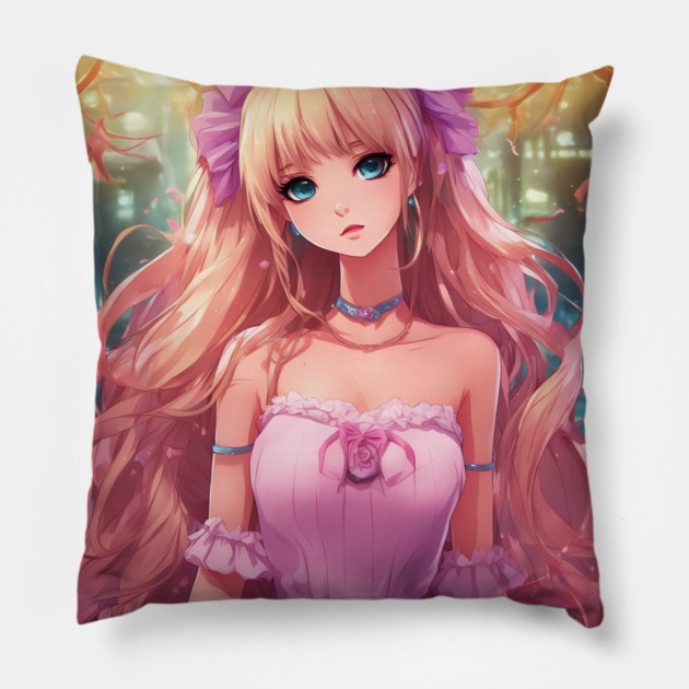 nasty pink of anime girl Pillow by animegirlnft