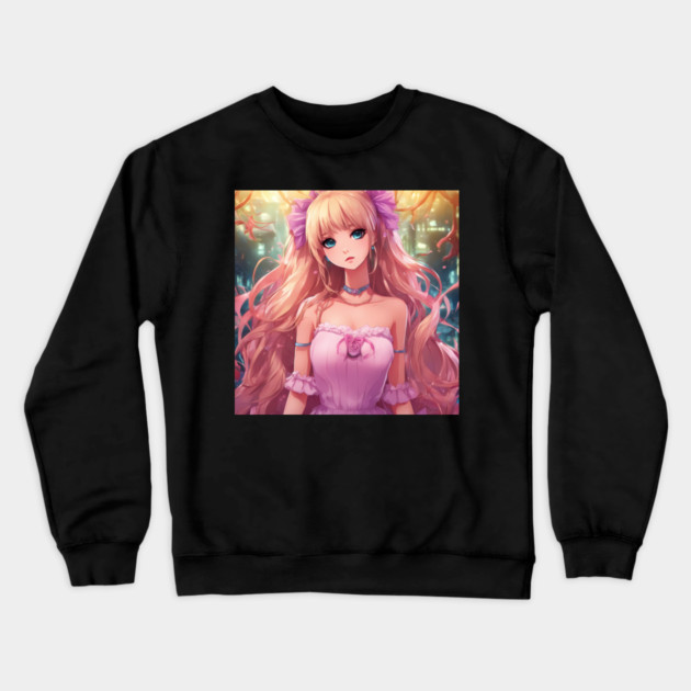 nasty pink of anime girl Crewneck Sweatshirt by animegirlnft
