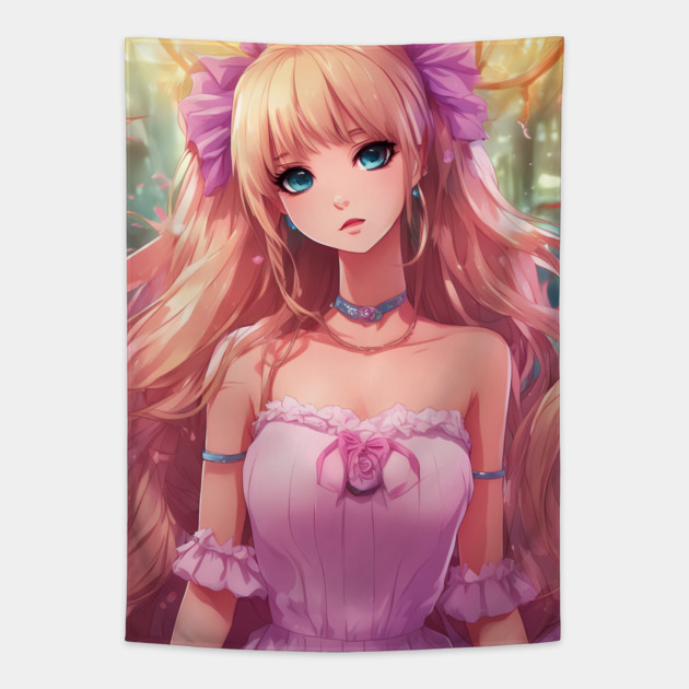 nasty pink of anime girl Tapestry by animegirlnft