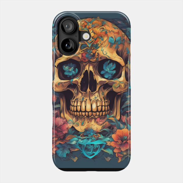 Top Flowers Skull Samurai Phone Case by animegirlnft