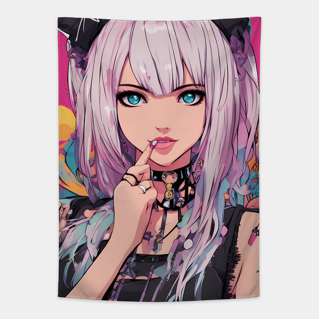 Adventure Demon Style 80s Tapestry by animegirlnft