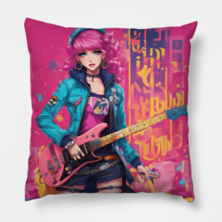 Waifu Guitar Heavy Metal Pillow