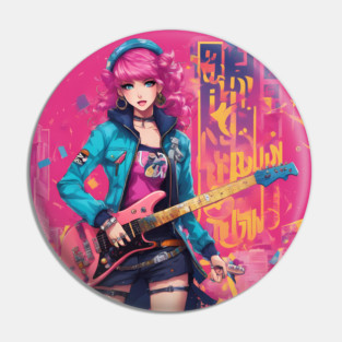 Waifu Guitar Heavy Metal Pin