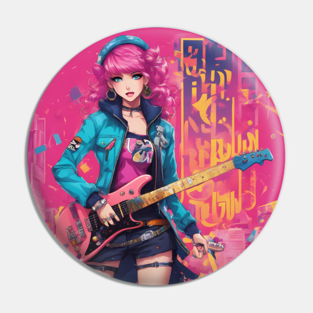 Waifu Guitar Heavy Metal Pin by animegirlnft