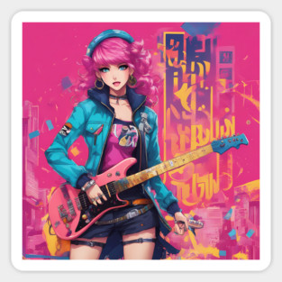 Waifu Guitar Heavy Metal Sticker