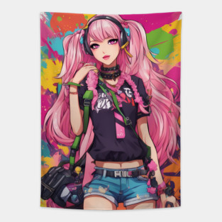 Catnip Chronicles Anime Waifu Tapestry