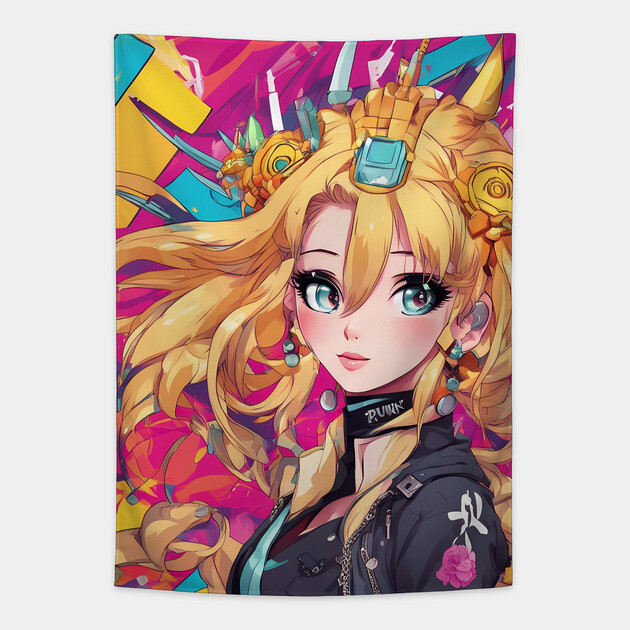 Aesthetic Waifu Akira  80s vintage Tapestry by animegirlnft