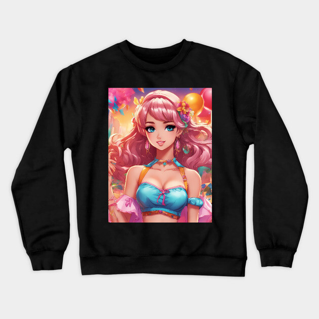Sunset Paradise Anime bikini Crewneck Sweatshirt by animegirlnft