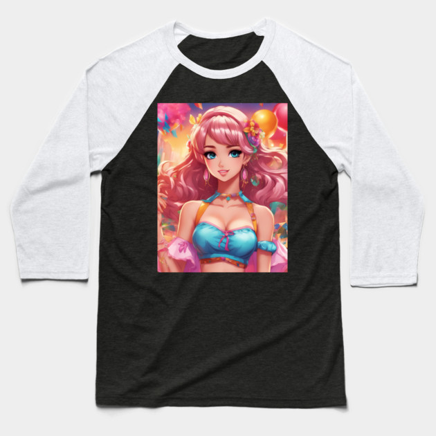 Sunset Paradise Anime bikini Baseball T-Shirt by animegirlnft