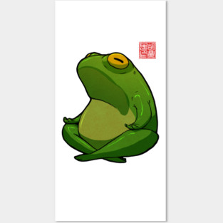 Yoga Frog Cross Legged Pose Posters and Art