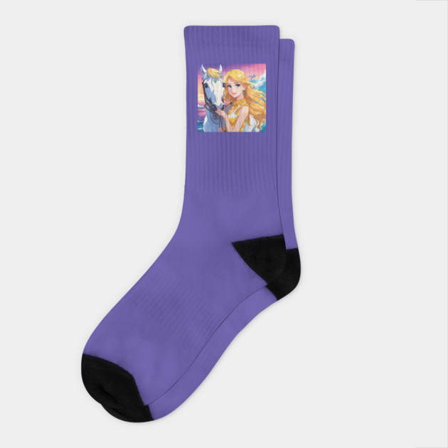 Blonde Anime Girl with White Horse Socks by animegirlnft