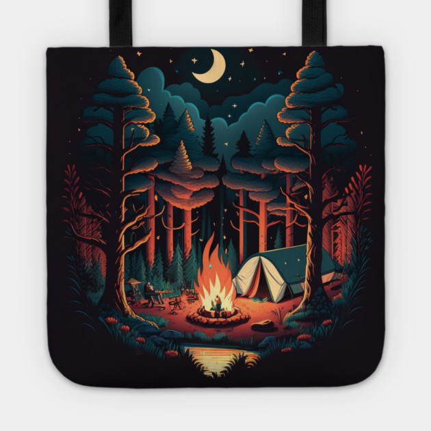 Camping Adventure in the Forest, Campfire Tote by logiamerch